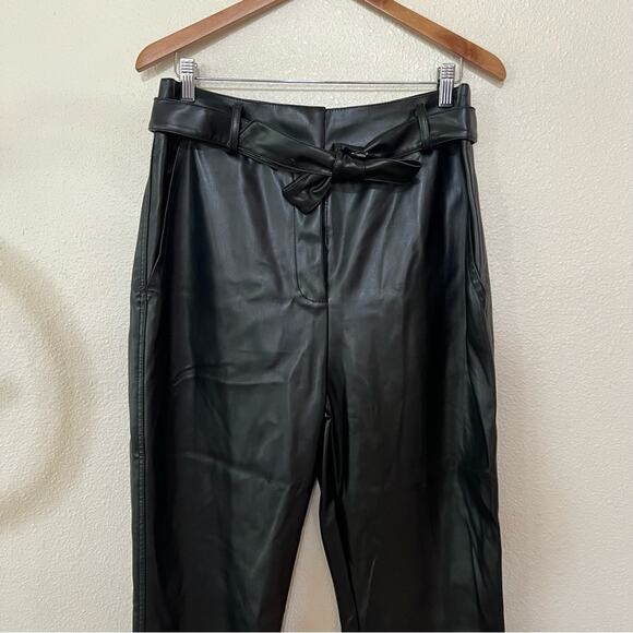 Peter Som black faux leather high rise pants 14 FLAWED - Picture 4 of 11